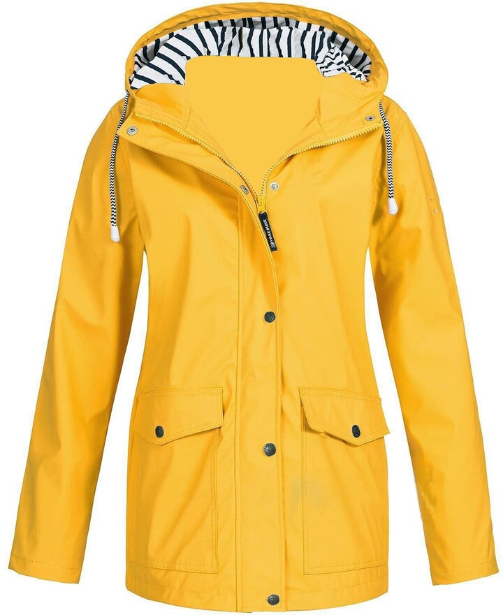 yellow raincoat striped lining