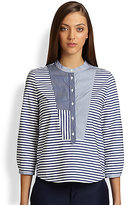 Thumbnail for your product : Band Of Outsiders Patchwork Bib Stripe Blouse