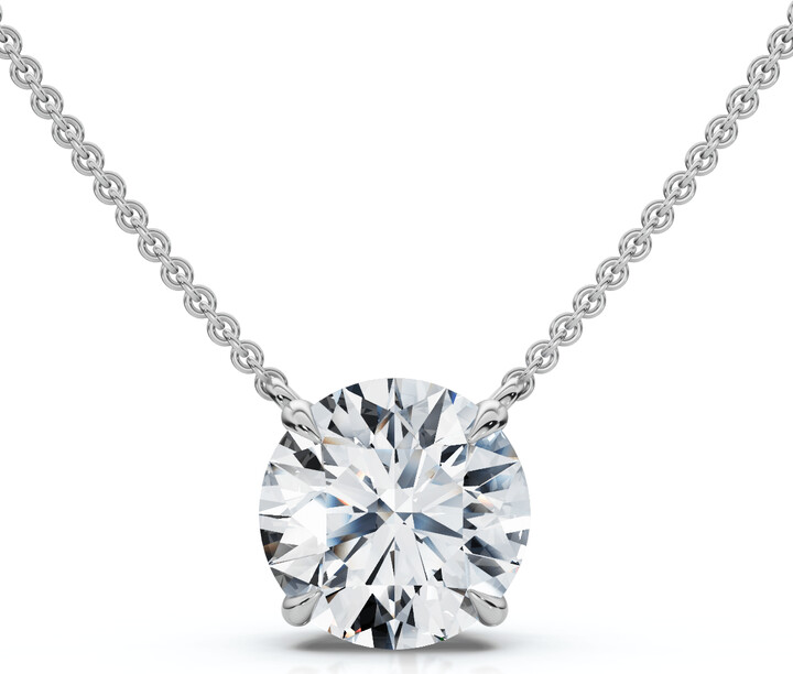 Pompeii3 1 - 4Ct Solitaire Round Cut Diamond Pendant 14k Gold Necklace Lab Grown