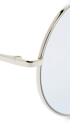 Linda Farrow Luxe 18k White Gold Plate Round Oversized Sunglasses