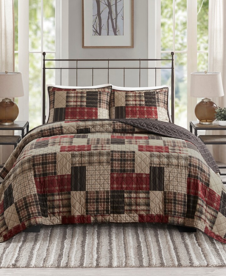 Madison Park Timber Reversible 3-Pc. Quilt Set, King/California King - Red/Black