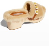 Thumbnail for your product : Fabrizio Viti Dolly Daisy-Stud Shearling Clog Sandals