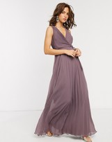 Thumbnail for your product : ASOS DESIGN wrap bodice maxi dress with tie waist and pleat skirt