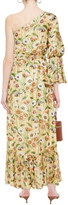 Thumbnail for your product : Borgo de Nor Regina One-shoulder Floral-print Metallic Fil Coupé Silk-blend Maxi Dress