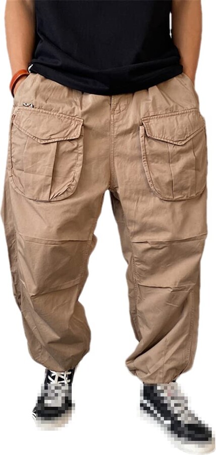 Pulcykp Multi Pocket Cargo Pants Streetwear Straight Trousers Men ...