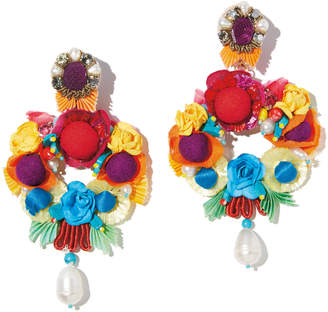 Ranjana Khan Lovebird Floral Drop Earrings