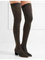 Thumbnail for your product : Charlotte Olympia Less Is More Metallic Jersey Over-the-knee Boots - Black