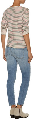 Current/Elliott The Stiletto Cropped Low-Rise Distressed Skinny Jeans