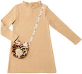 Thumbnail for your product : Charabia Girl's Mimi Long-Sleeve Dress w/ Attached Faux Fur Crossbody Bag, Size 4-8