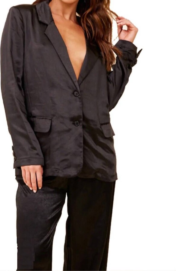 Vintage Havana Heavy Satin Blazer In Black