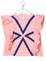 Thumbnail for your product : Bobo Choses Triangular ruffled organic cotton blouse