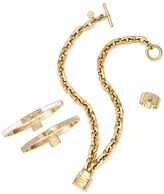 Thumbnail for your product : Michael Kors Gold-Tone Crystal Plaque and Padlock Ring