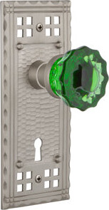 Nostalgic Warehouse Craftsman Plate with Decorative Keyhole and Crystal Emerald Door Knob