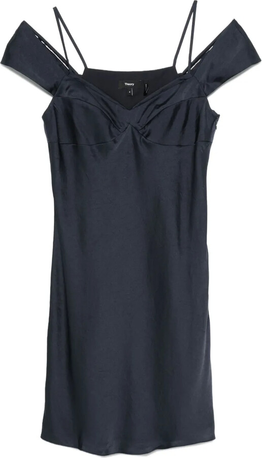 Theory Off-Shoulder Draped Mini Dress