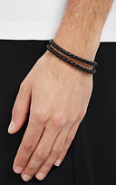 Thumbnail for your product : Tod's Men's Braided Leather Double-Wrap Bracelet-DARK BROWN, BROWN