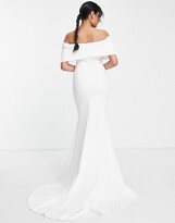 Thumbnail for your product : True Violet Bridal wrapped off shoulder maxi dress in ivory