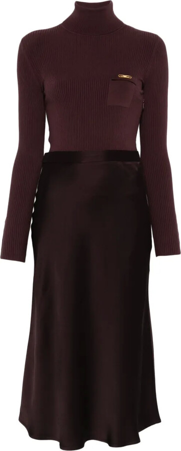 Elisabetta Franchi Ribbed-Knit Turtleneck Dress