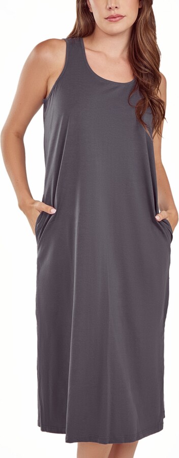 iCollection Women's Soft Knit Tank Dress with Side Pockets