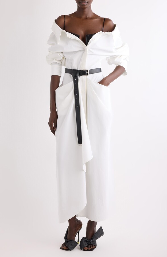 Givenchy Slashed Long Sleeve Cotton Poplin Shirtdress