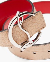 Thumbnail for your product : Christian Louboutin Monogram-buckle Crocodile-effect Leather Belt