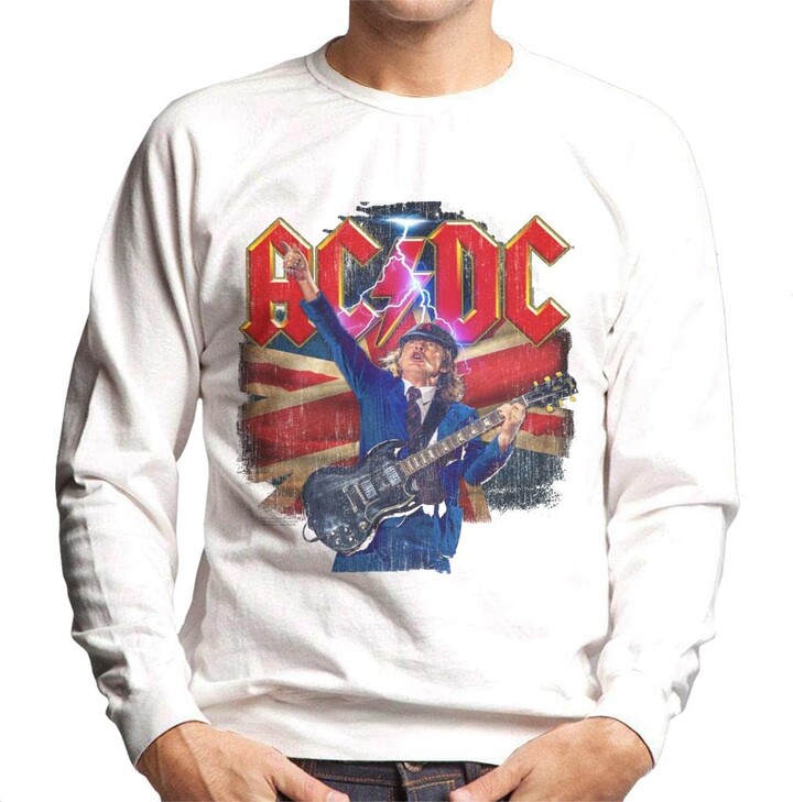 All+Every AC/DC Logo Angus Young Union Flag Lightning Men's Sweatshirt ...