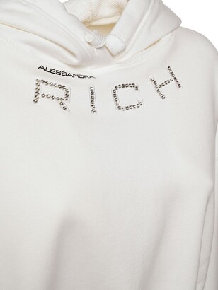 Alessandra Rich Cotton Jersey Hoodie W/embroidered Logo
