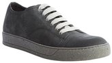 Thumbnail for your product : Lanvin green cracked suede cap toe lace up sneakers