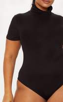 Thumbnail for your product : PrettyLittleThing Plus Black High Neck Short Sleeve Bodysuit
