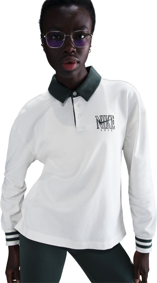 Nike Sportswear Women's Essential Oversized Long-Sleeve Polo - Sail/vintg