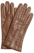 Thumbnail for your product : Portolano pine brown leather cross stitched gloves