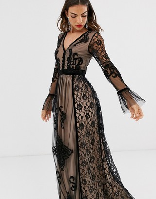 Frock and Frill lace detail long sleeve maxi dress