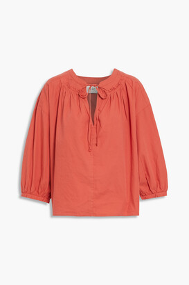 Barrian gathered cotton-twill top