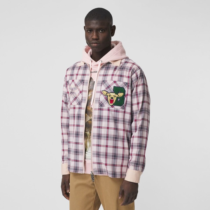 Burberry Varsity Graphic Check Technical Cotton Overshirt 