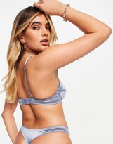 Thumbnail for your product : ASOS DESIGN Maia satin vintage stitch padded bra in blue