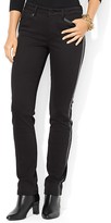 Thumbnail for your product : Lauren Ralph Lauren Faux Leather Trim Jeans in Black