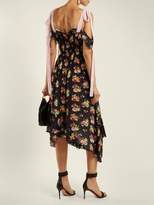 Thumbnail for your product : Preen Line Dehebra Ruched Floral Print Georgette Dress - Womens - Black Print
