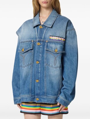 Versace Pride Barocco oversize denim jacket - ShopStyle