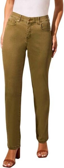 Tribal Women's Sophia Curvy Straight Jeans Dune Grass 14 32