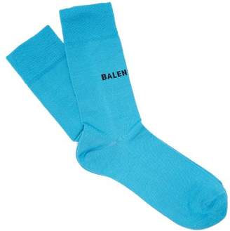 Balenciaga Logo Cotton Blend Socks - Womens - Blue