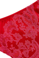 Thumbnail for your product : Carine Gilson Lace-trimmed Stretch-silk Satin Thong