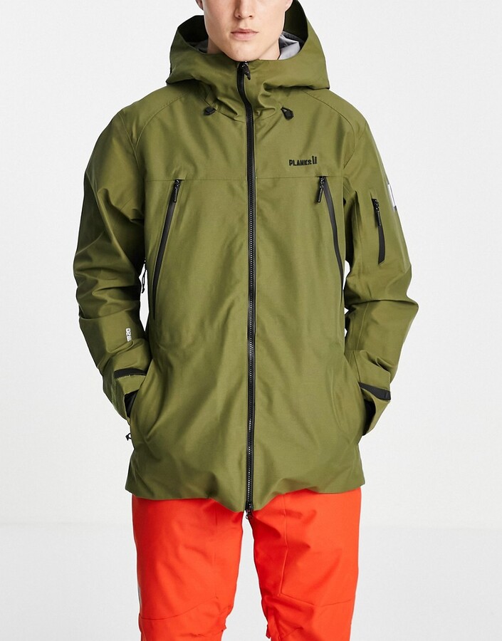 Planks Yeti hunter shell ski jacket in army green - ShopStyle