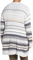 Thumbnail for your product : Caslon Stripe Open Front Cardigan (Plus Size)
