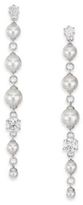 Thumbnail for your product : Majorica 4MM-8MM White Pearl & Sterling Silver Linear Drop Earrings