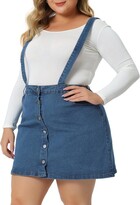 Thumbnail for your product : Agnes Orinda Agne Orinda Women' Plu Size Supender Adjutable Strap Cro Back Mini A-Line Denim Skirt Blue 2X