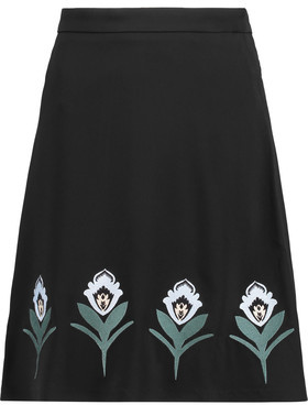 Markus Lupfer Embroidered Crepe Skirt