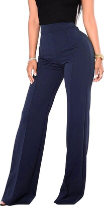 Navy And White Wide Leg Trousers