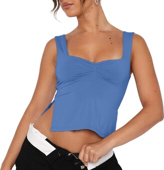 ISZPLUSH Women's Crop Tank Tops Sexy Sleeveless Sweetheart Neck Strappy  Skinny Slits Pleasted Bustier Y2K Outfit Crop Vest Cami Tops - ShopStyle
