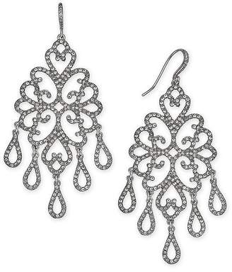 INC International Concepts Silver-Tone Pavé Openwork Chandelier Earrings, Created for Macy's