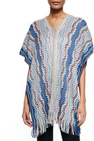 Thumbnail for your product : Missoni Zigzag Knit Poncho with Fringe, Blue/Multi