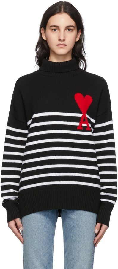 Black And White Stripe Turtleneck Sweater | Shop the world's 